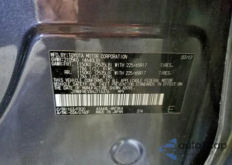 2017 Toyota Rav4 Le from USA, damaged, VIN JTMBFREVXHJ716376